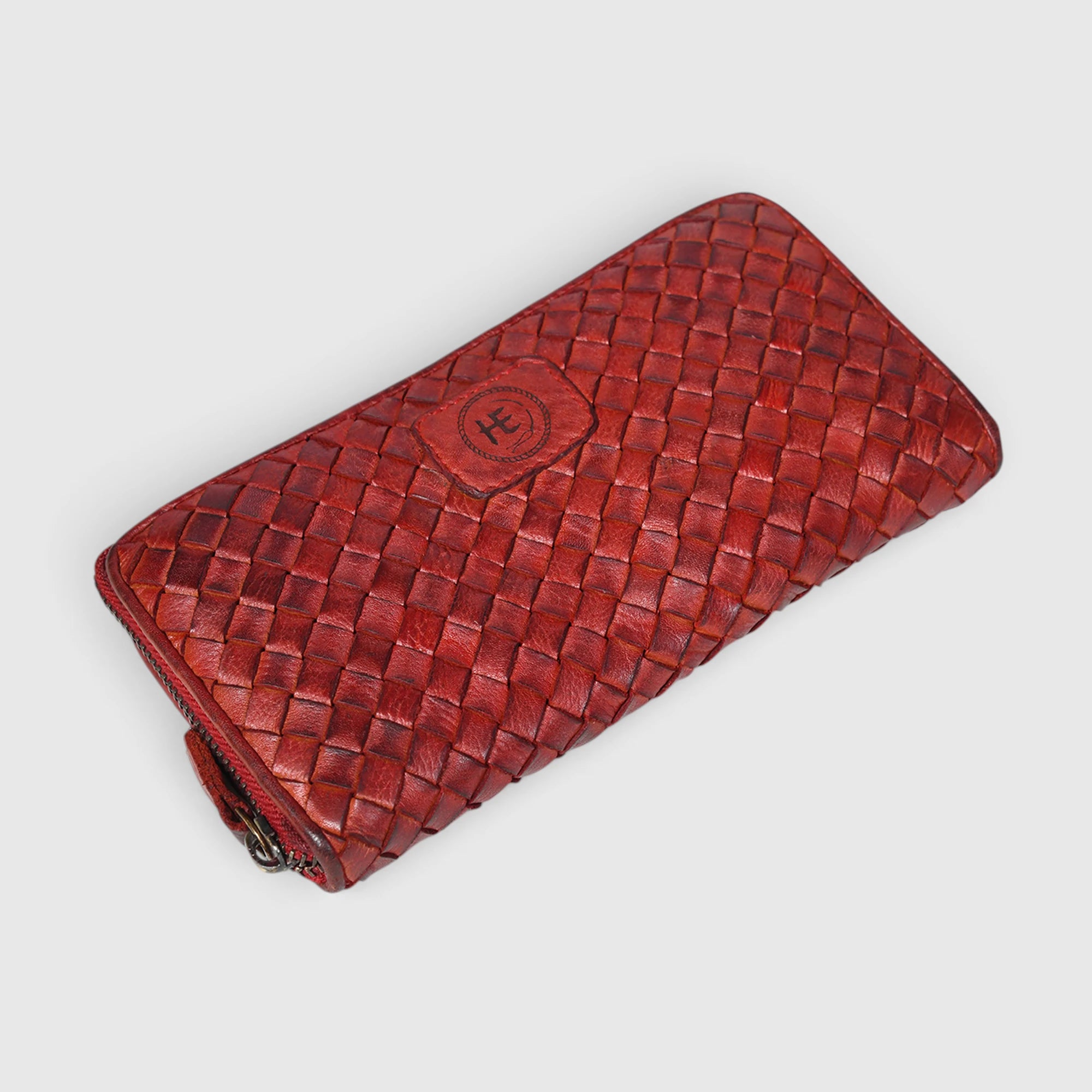 Aurelian Woven Zip Wallet – Crimson Red
