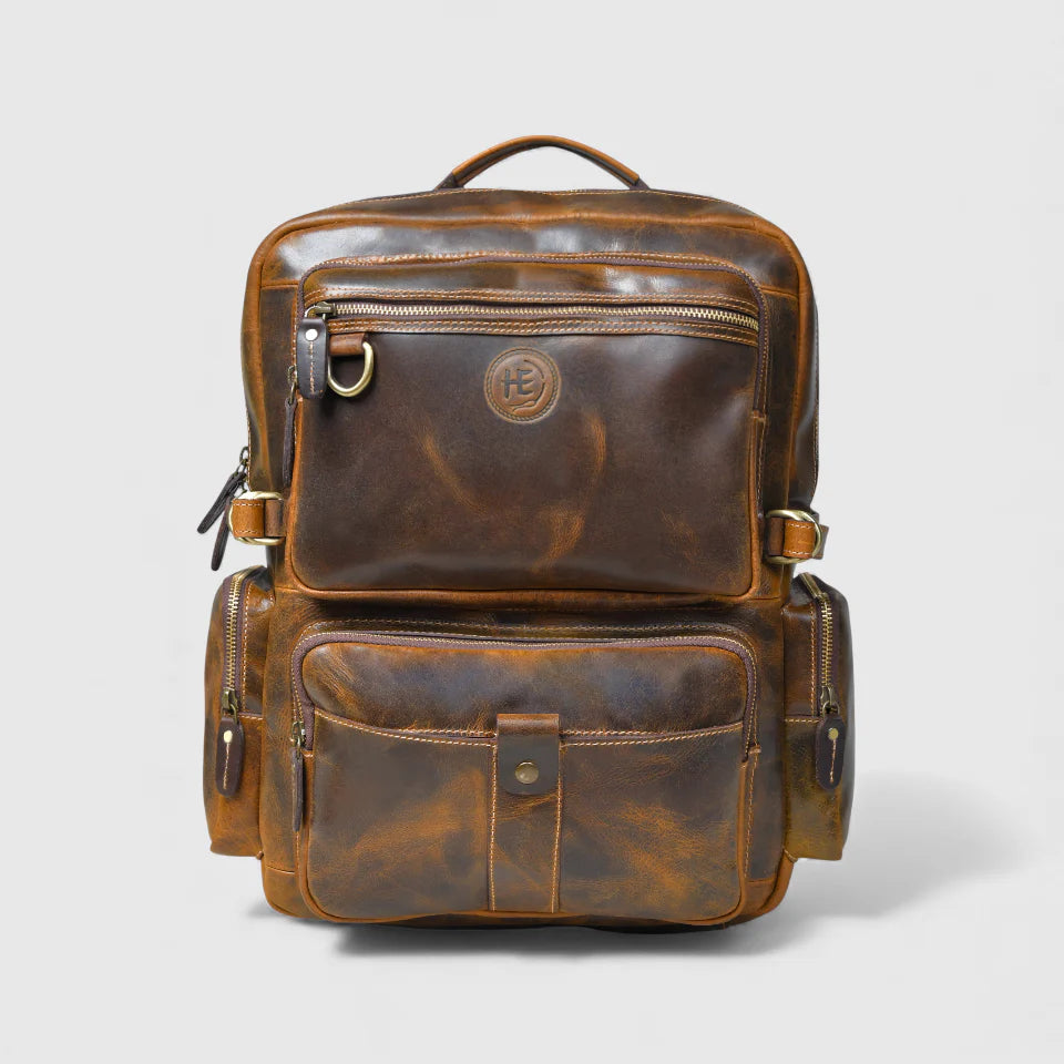 brown leather messenger backpack american leather Ranger Vintage Leather Backpack