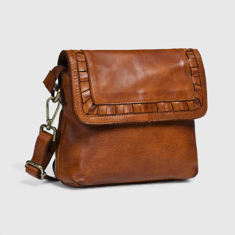 Verdant Crossbody Women's Leather Handbag - Tan colour