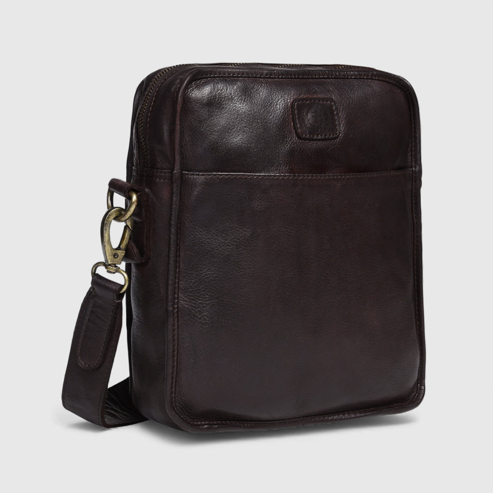 Verdant Trail Leather Sling Bag – Brown Colour