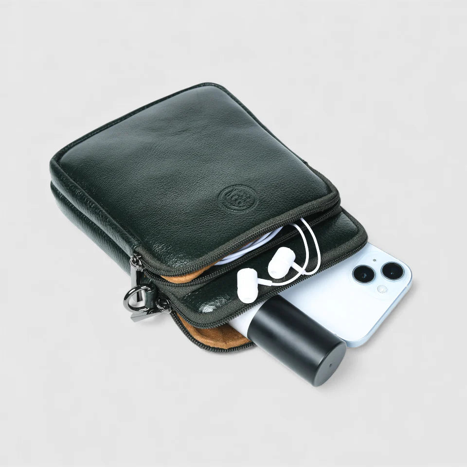 AmberStride Leather Sling Bag -  Rich Green