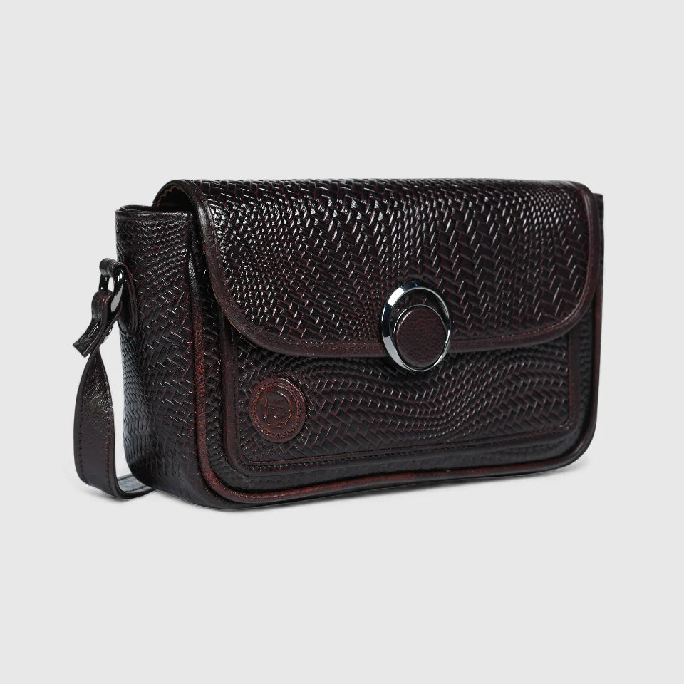 Chic Leather Women's Handbag - Maroon colour