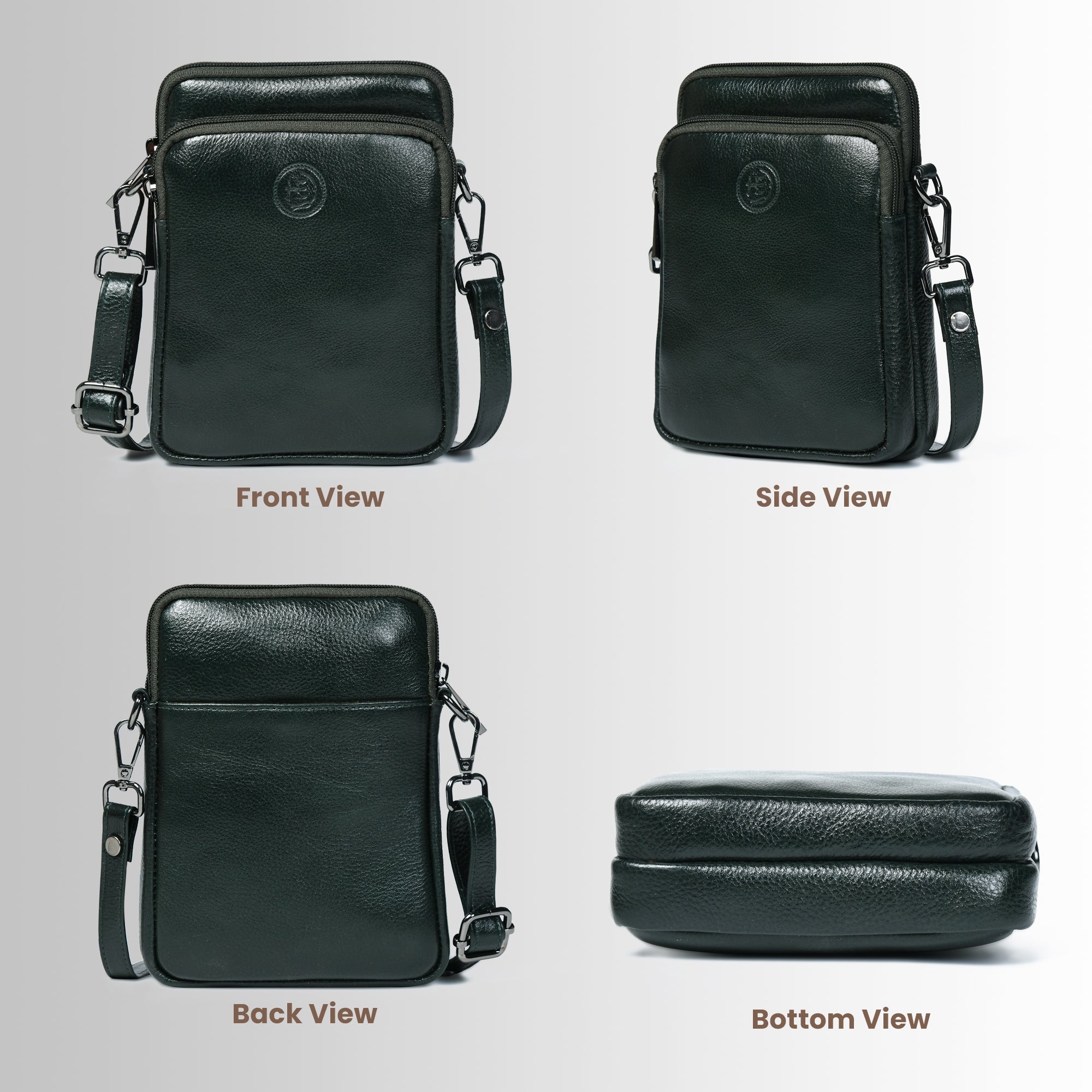 AmberStride Leather Sling Bag -  Rich Green