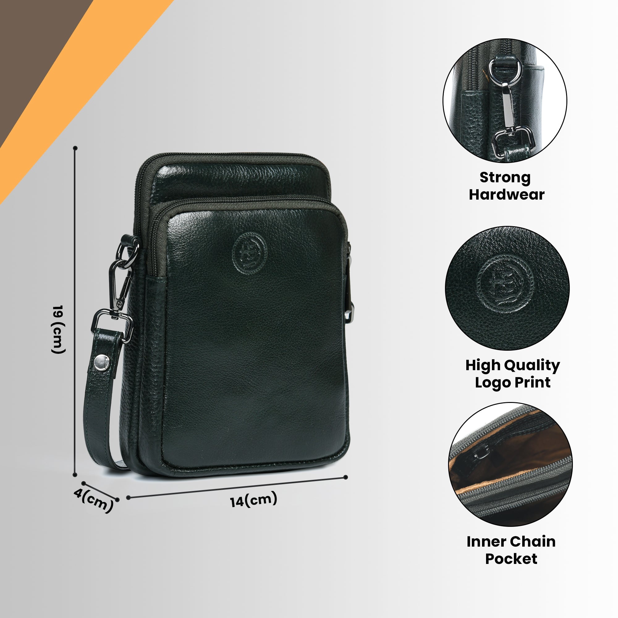 AmberStride Leather Sling Bag -  Rich Green