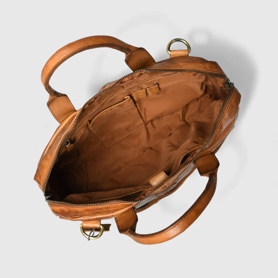Voyager Premium Leather Laptop Bag - Tan Colour