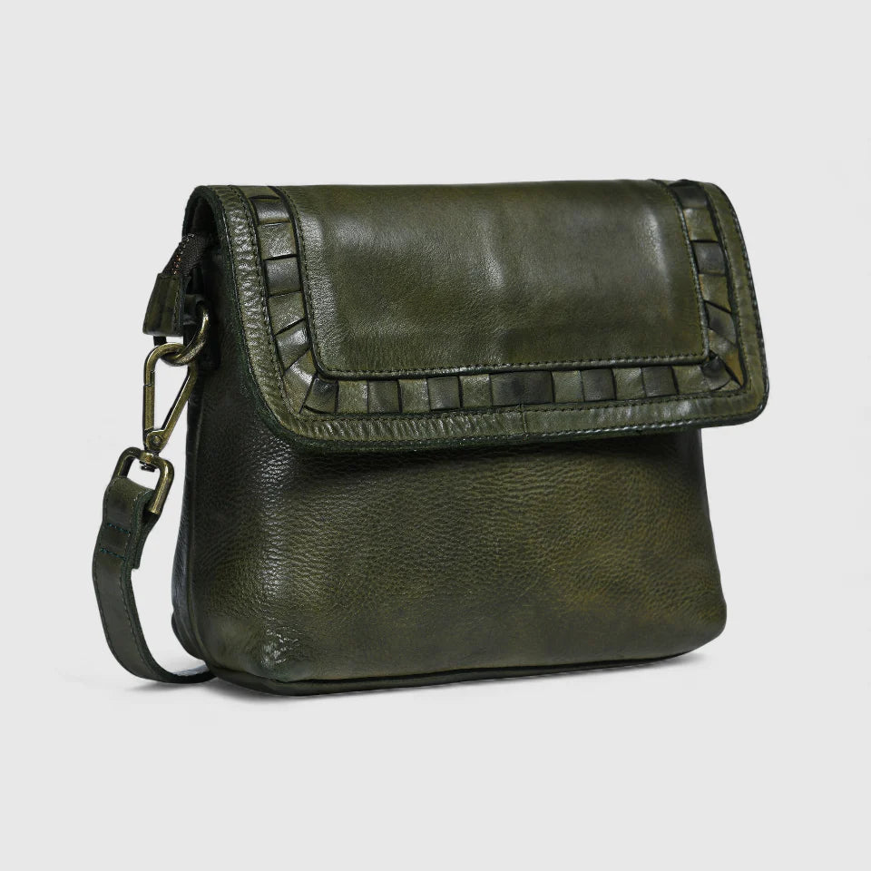 Verdant Crossbody Women's Leather Handbag - Olive Colour