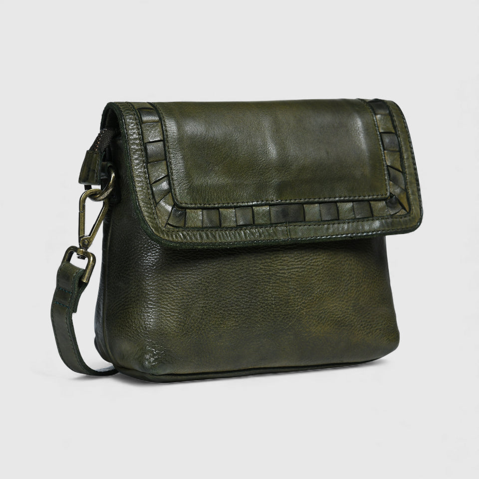 Verdant Crossbody Women's Leather Handbag - Olive Colour