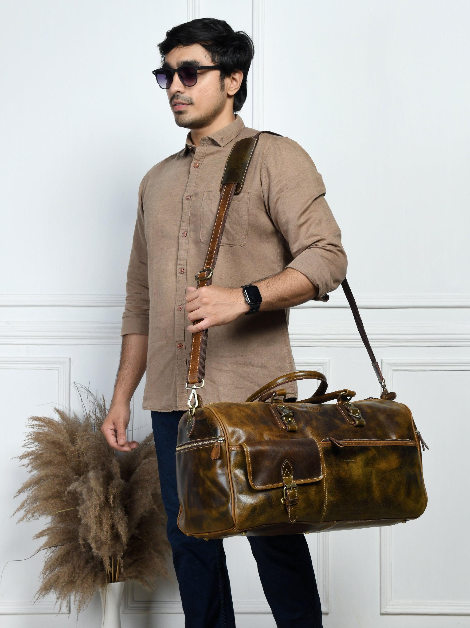 The Odyssey Leather Travel Duffle - Brown Colour