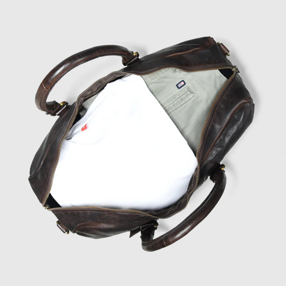 Imperium Luxe Leather Duffle Bag- Espresso brown