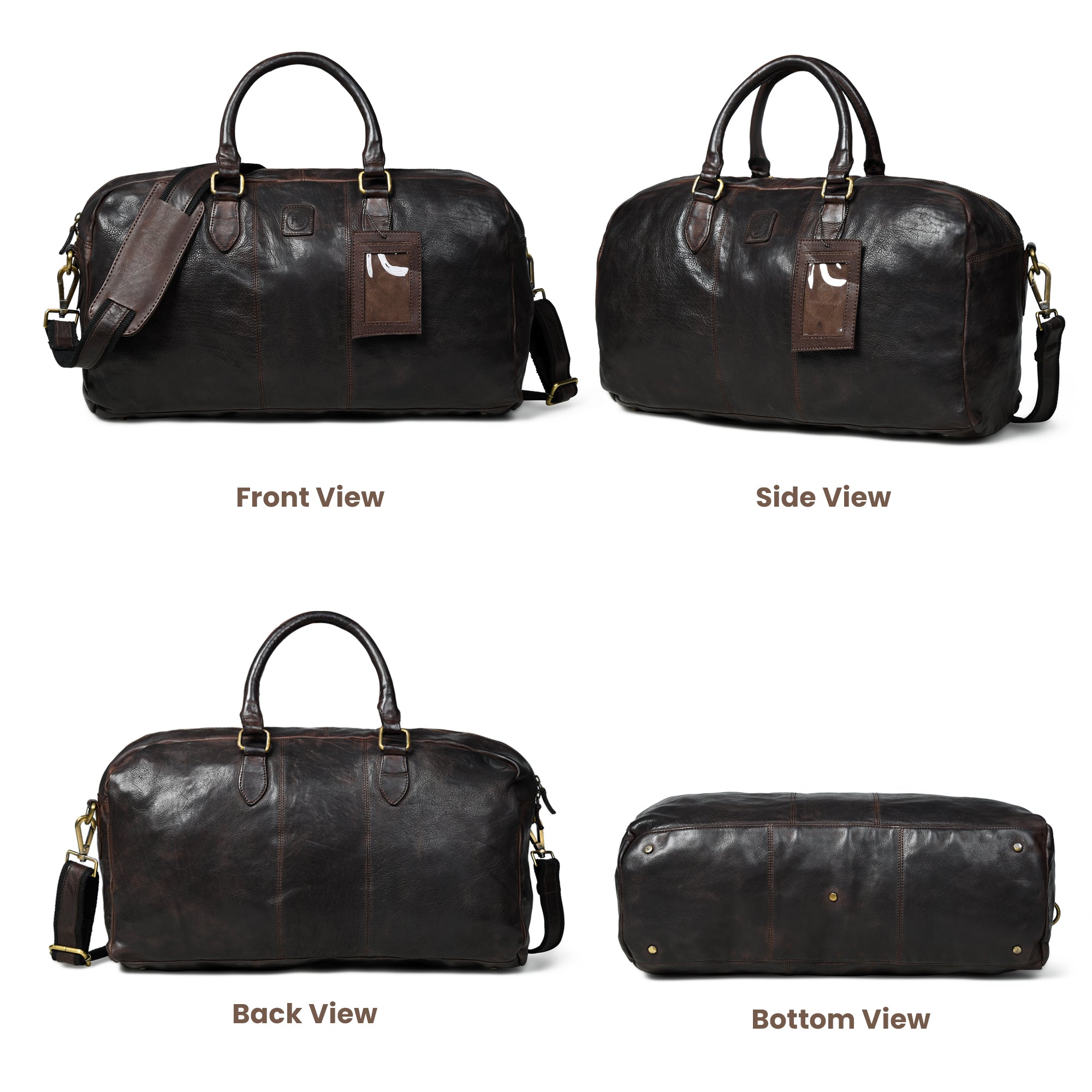Imperium Luxe Leather Duffle Bag- Espresso brown