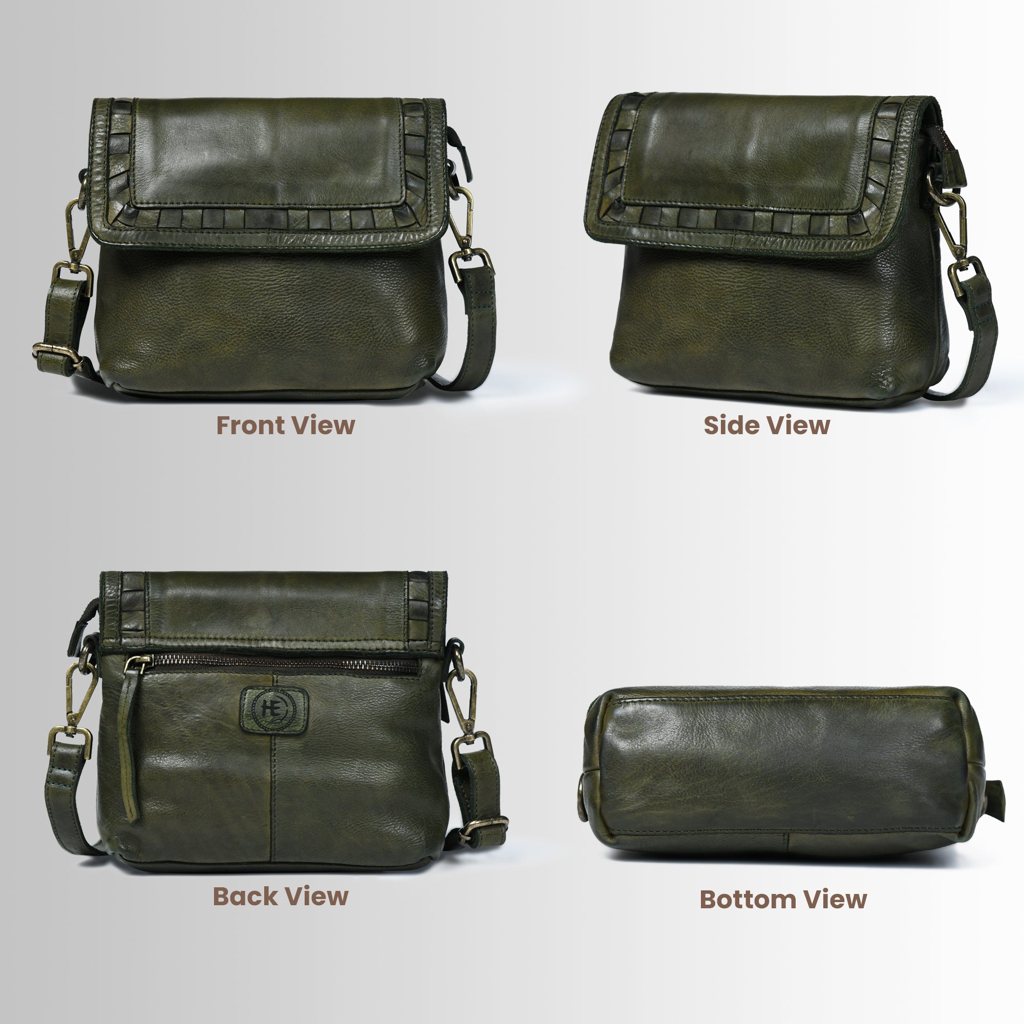 Verdant Crossbody Women's Leather Handbag - Olive Colour