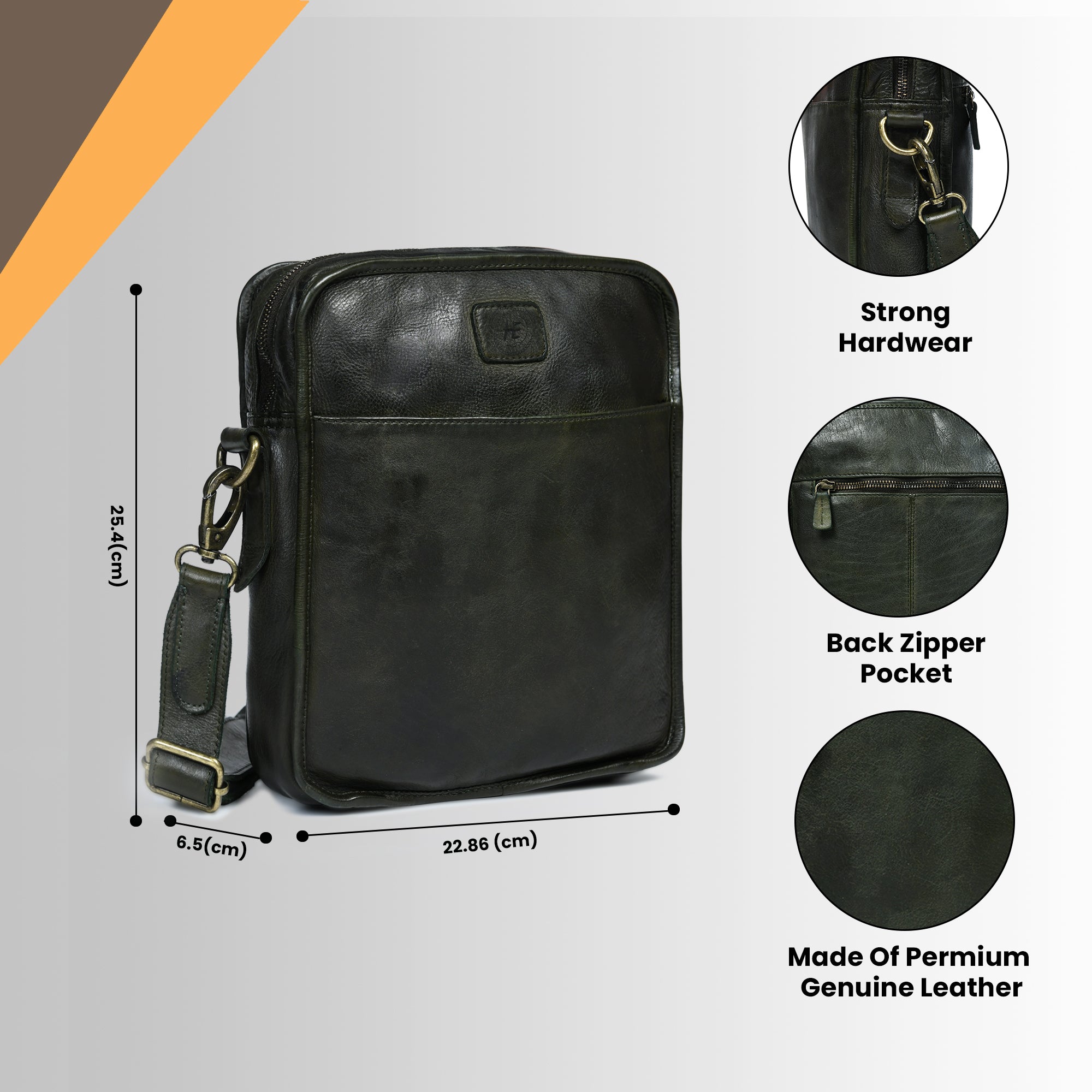 Verdant Trail Leather Sling Bag – Olive Colour