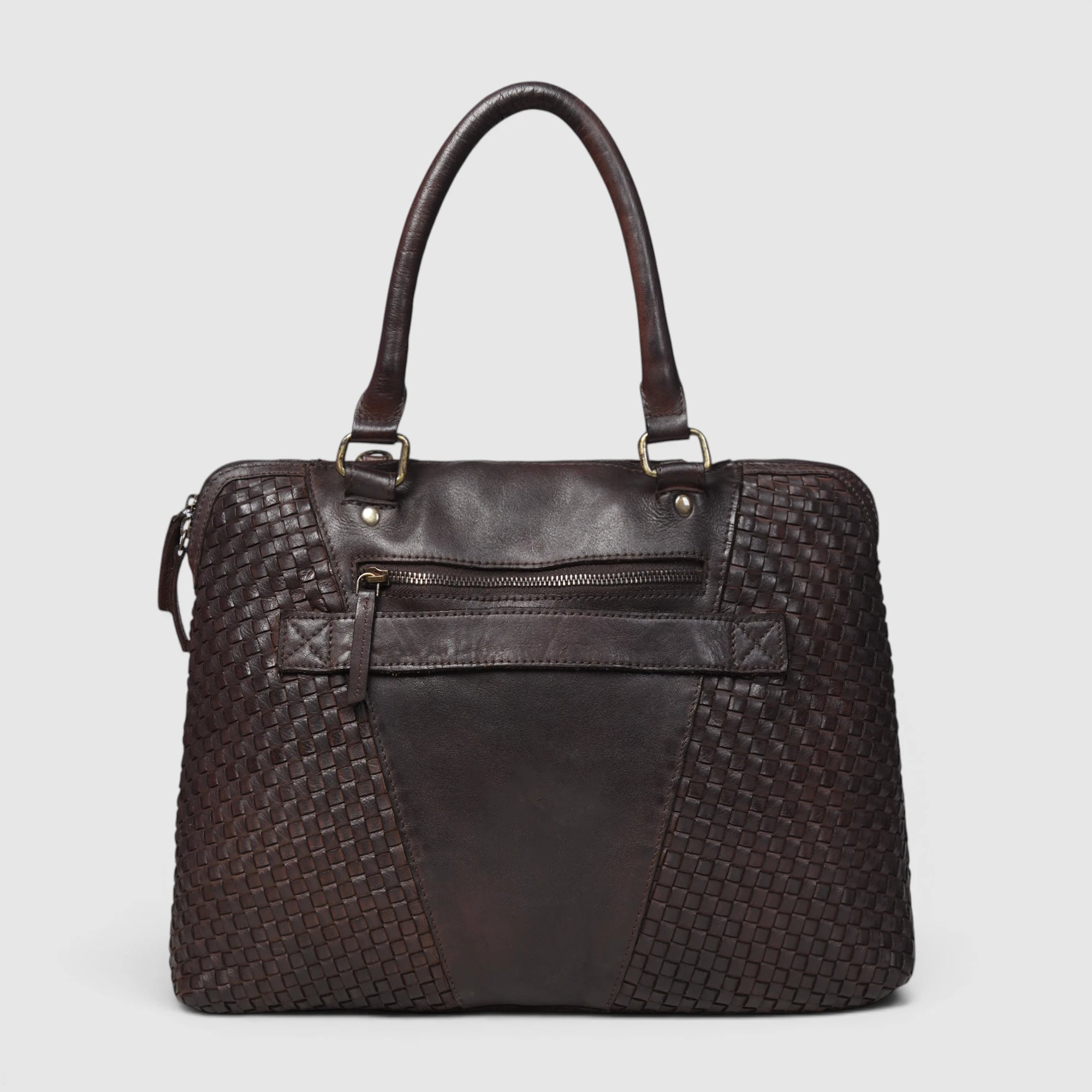 Verona Woven Leather Work Tote – Espresso Brown