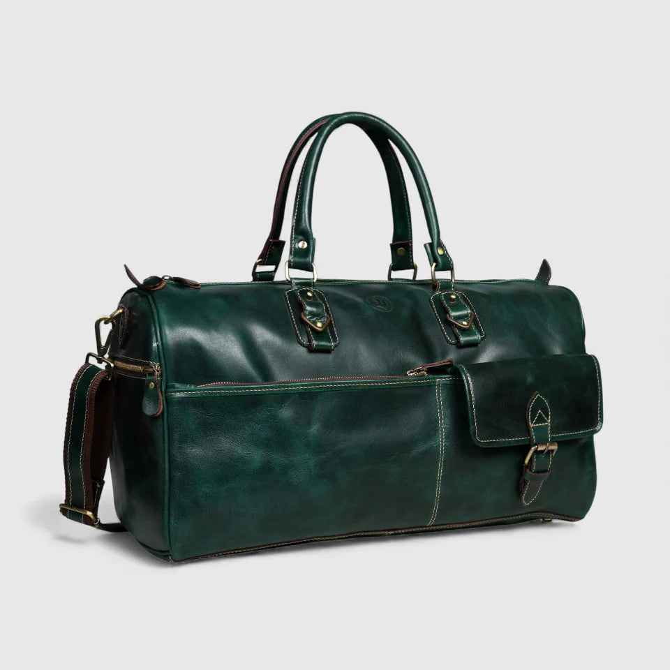 The Odyssey Leather Travel Duffle - Rich Green
