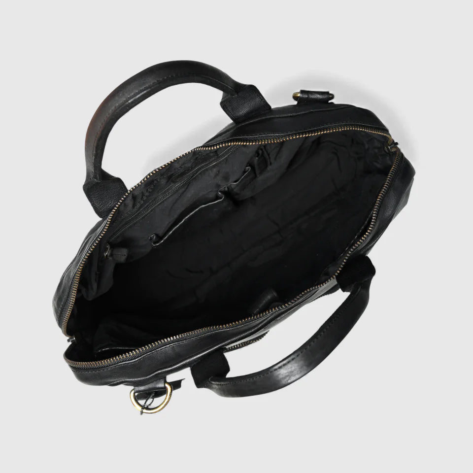 Voyager Premium Leather Laptop Bag - Black Colour