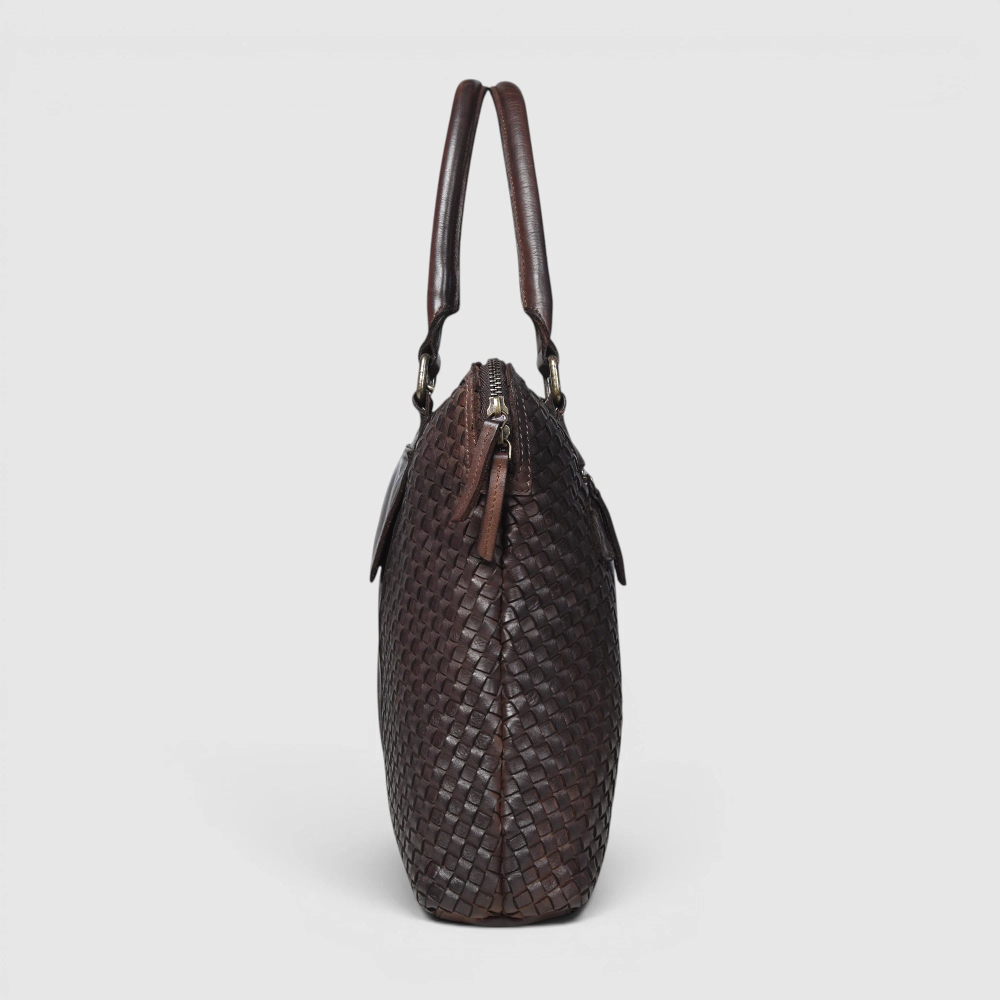 Verona Woven Leather Work Tote – Espresso Brown