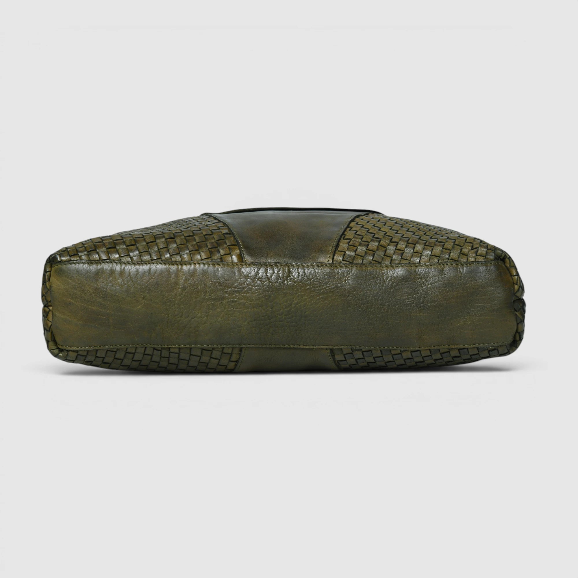 Verona Woven Leather Work Tote – Olive Green