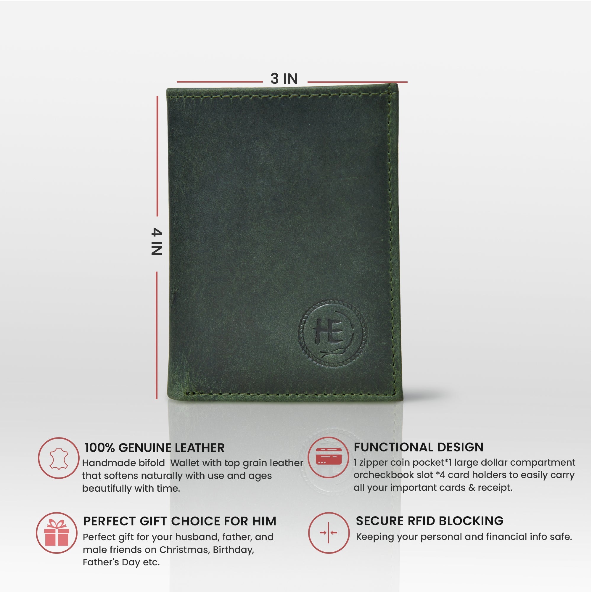 Ironwood Leather Wallet - Rich Green