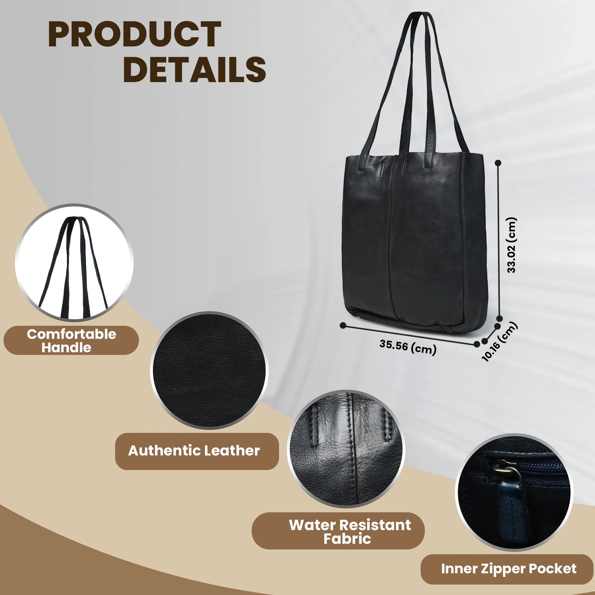 Hestern Midnight Classic Women’s Leather Tote - Black color