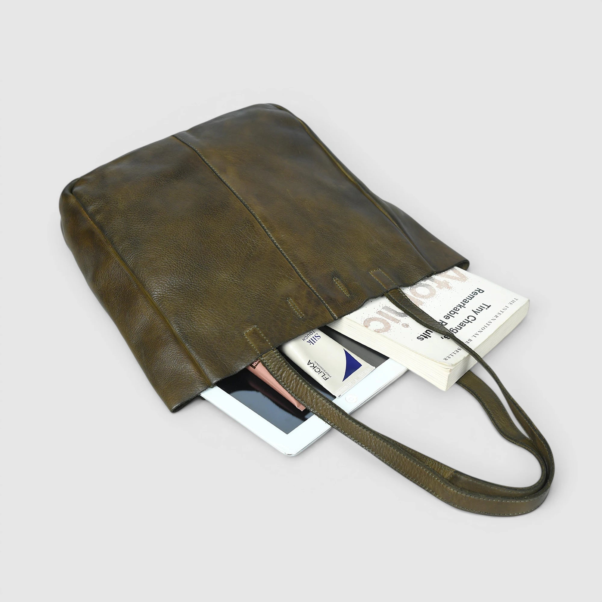 Hestern Midnight Classic Women’s Leather Tote - Forest Green