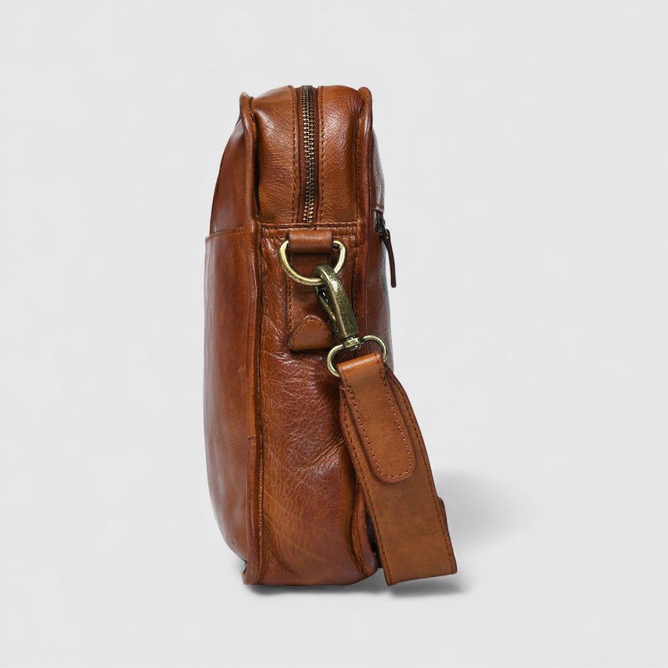 Verdant Trail Leather Sling Bag - Maroon Colour