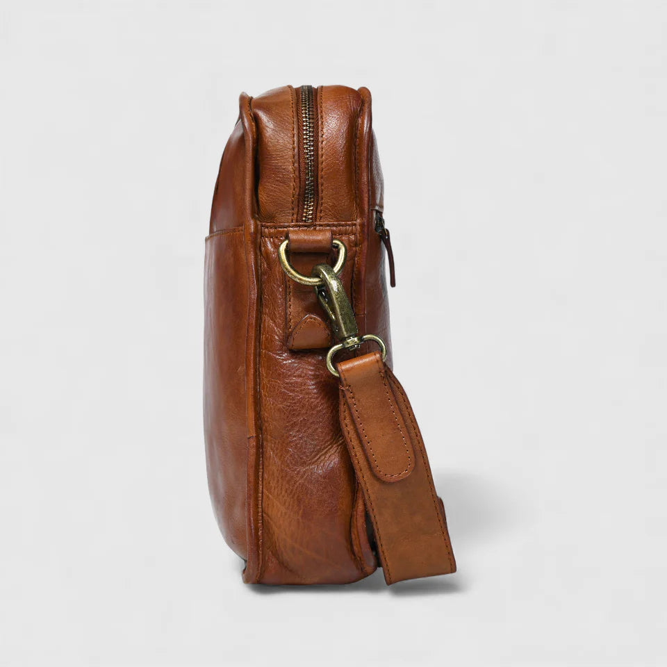 Verdant Trail Leather Sling Bag - Tan Colour
