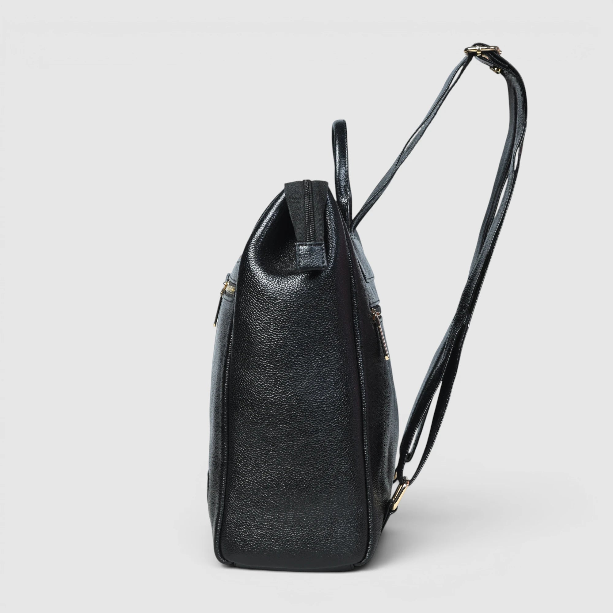 Harper Convertible Leather Backpack – Black
