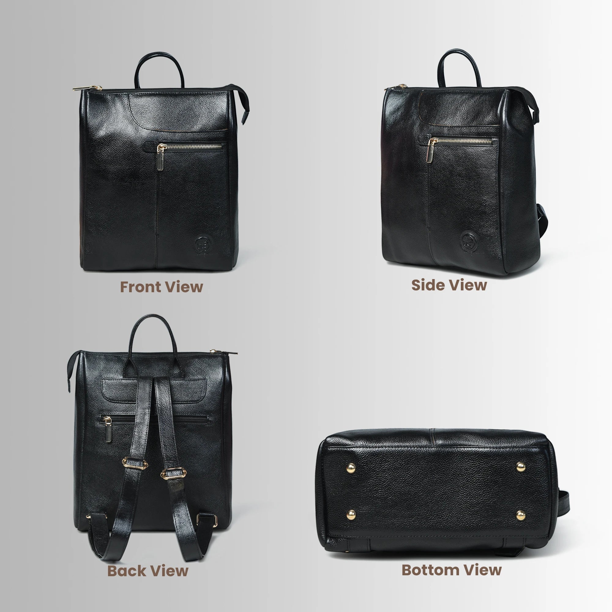 Harper Convertible Leather Backpack – Black