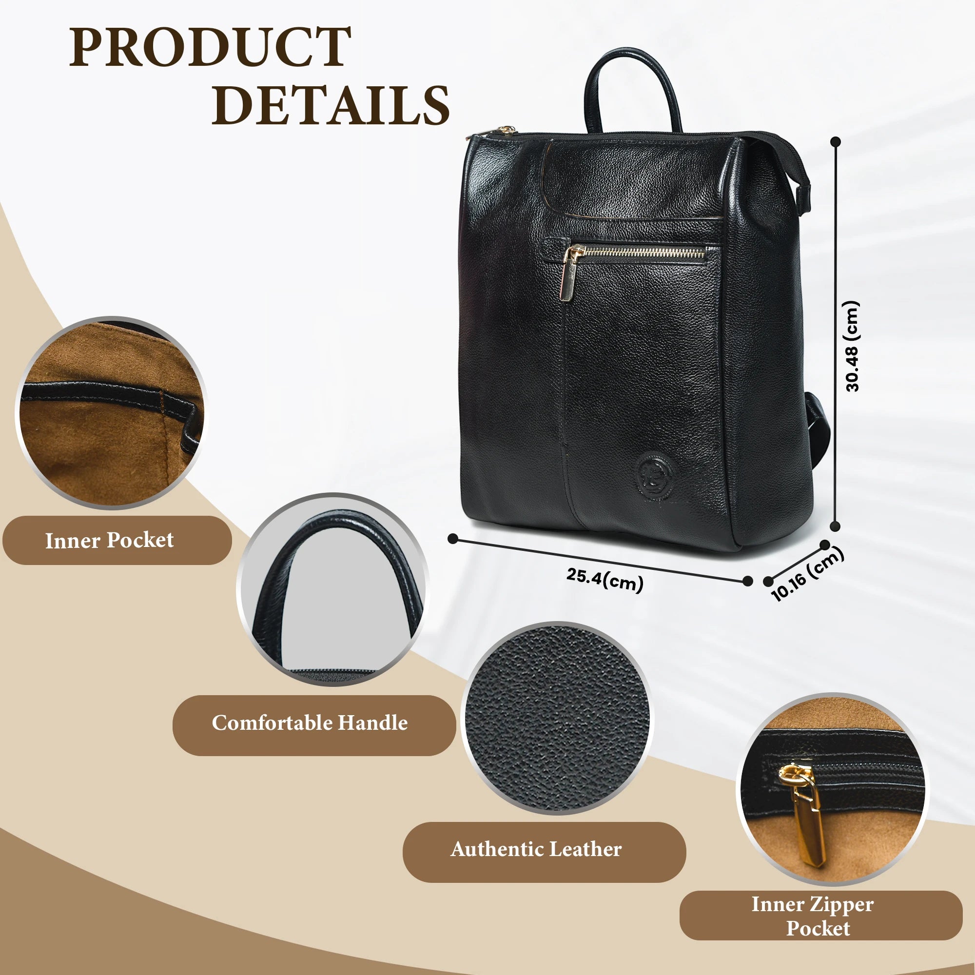 Harper Convertible Leather Backpack – Black