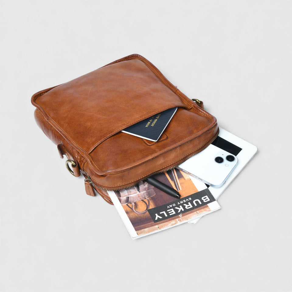 Verdant Trail Leather Sling Bag - Maroon Colour