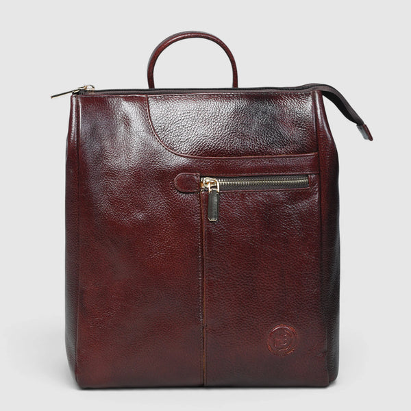Harper Convertible Leather Backpack Tote – Burgundy | Women's Full-Grain Leather Laptop Backpack