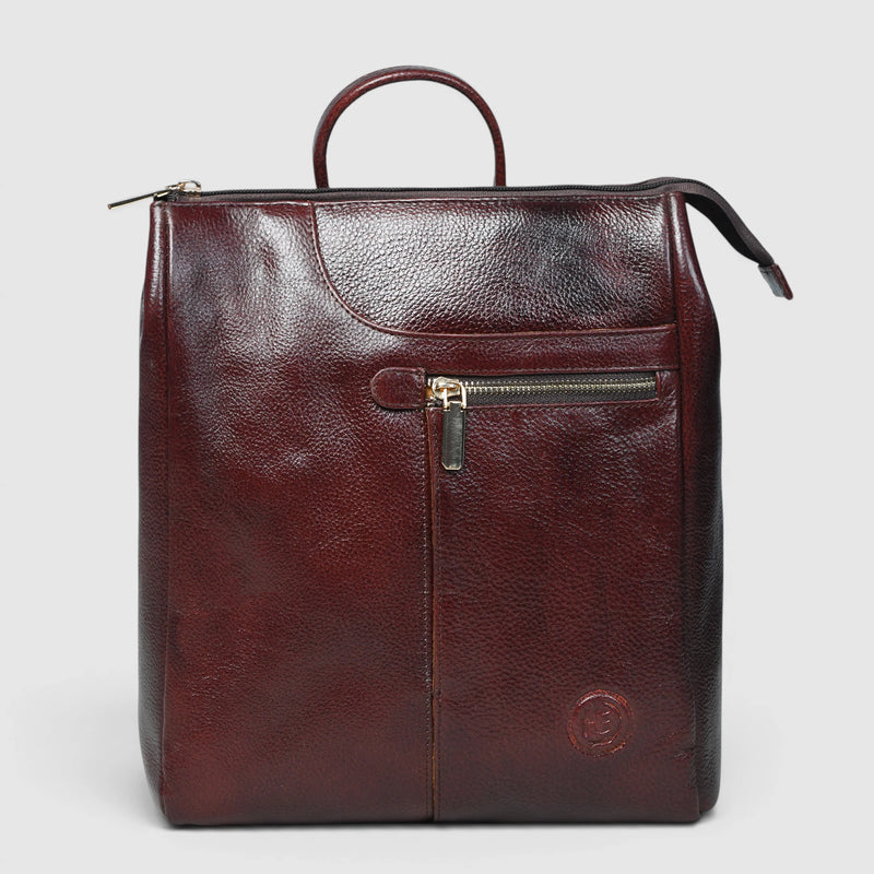 Harper Convertible Leather Backpack – Burgundy