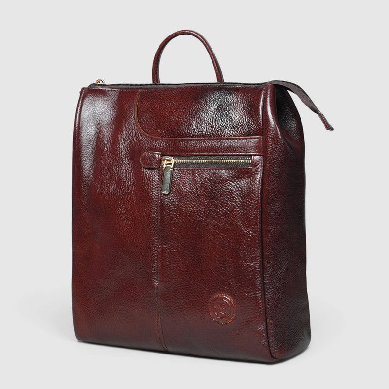 Harper Convertible Leather Backpack – Burgundy