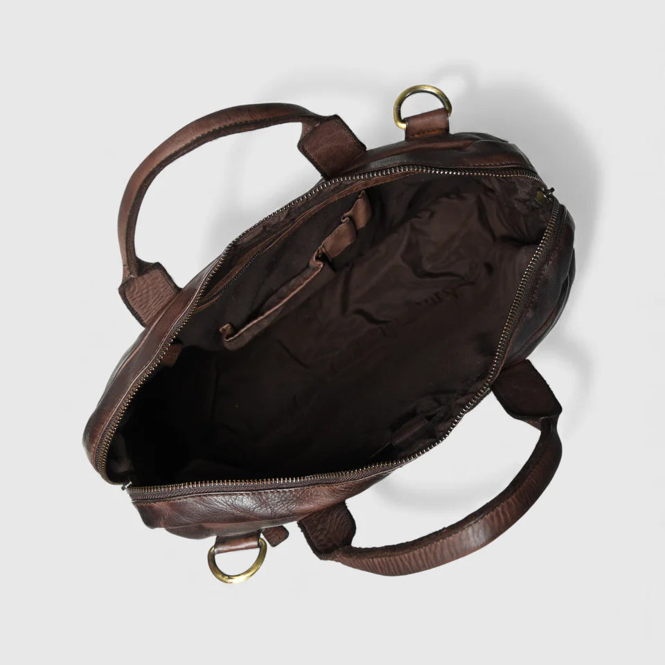 Voyager Vintage Leather Laptop Bag - Espresso brown