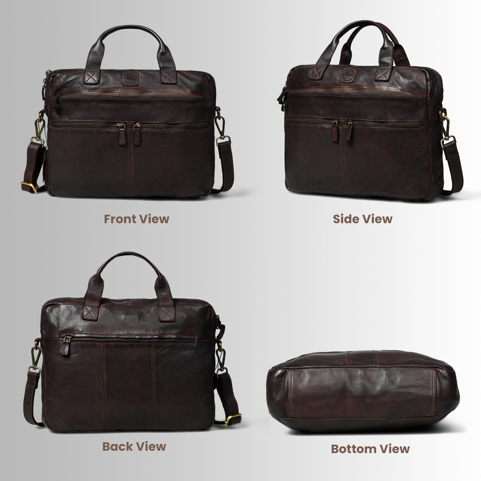 Voyager Vintage Leather Laptop Bag - Espresso brown