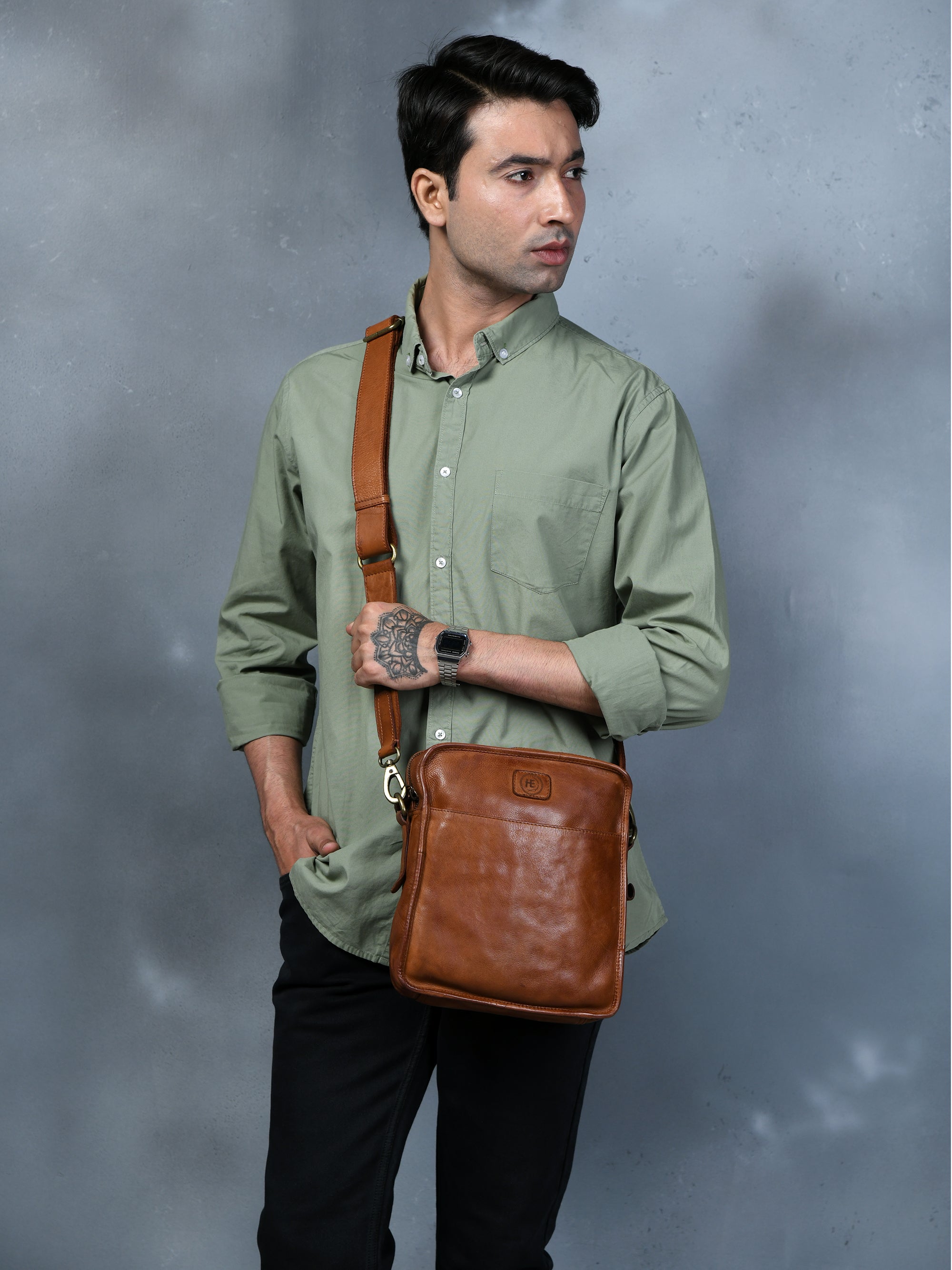 Verdant Trail Leather Sling Bag - Maroon Colour