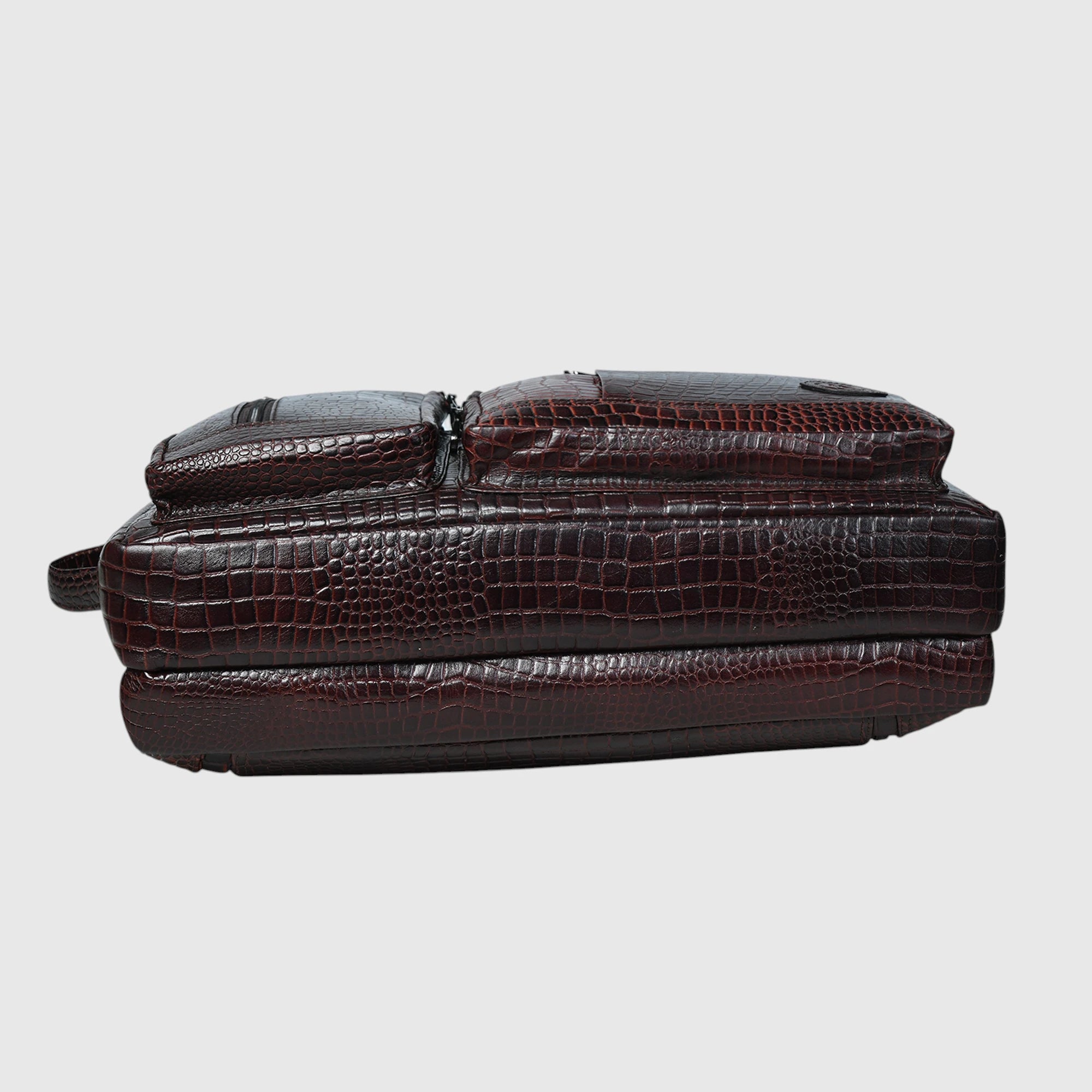 Crocodore Vintage Leather Multi-Pocket Laptop Bag – Espresso brown