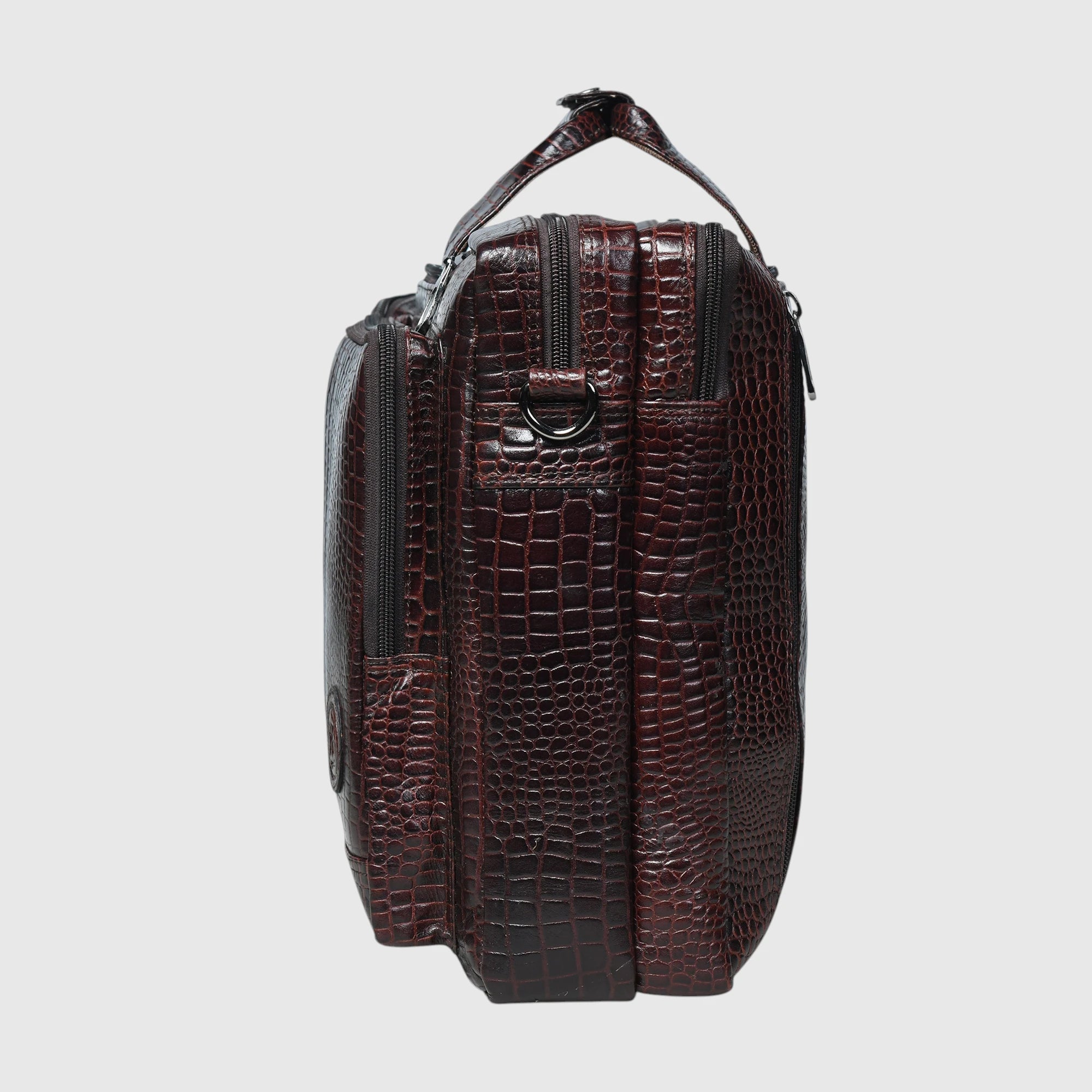 Crocodore Vintage Leather Multi-Pocket Laptop Bag – Espresso brown
