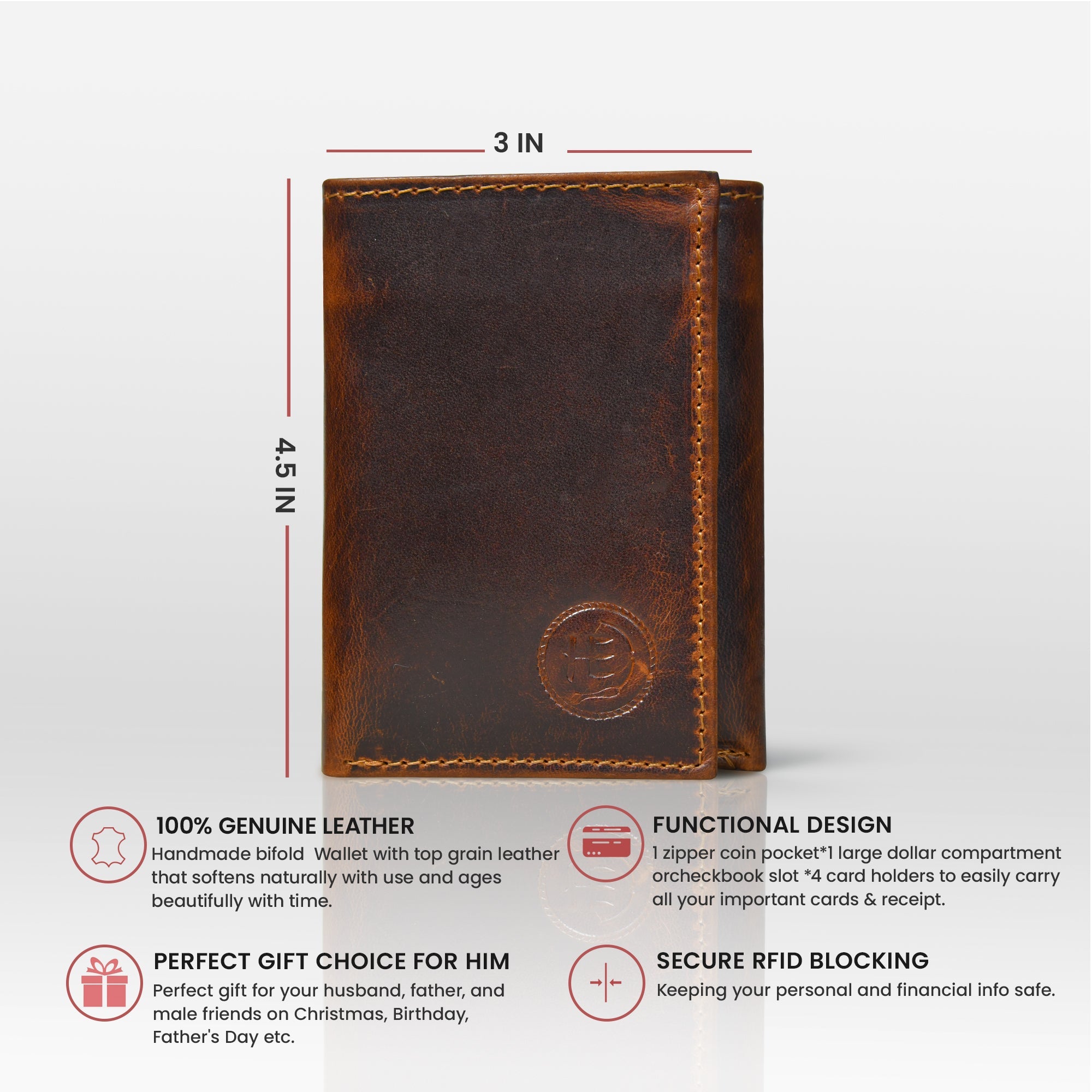 Midnight Luxe Vertical Bifold Wallet - Espresso brown