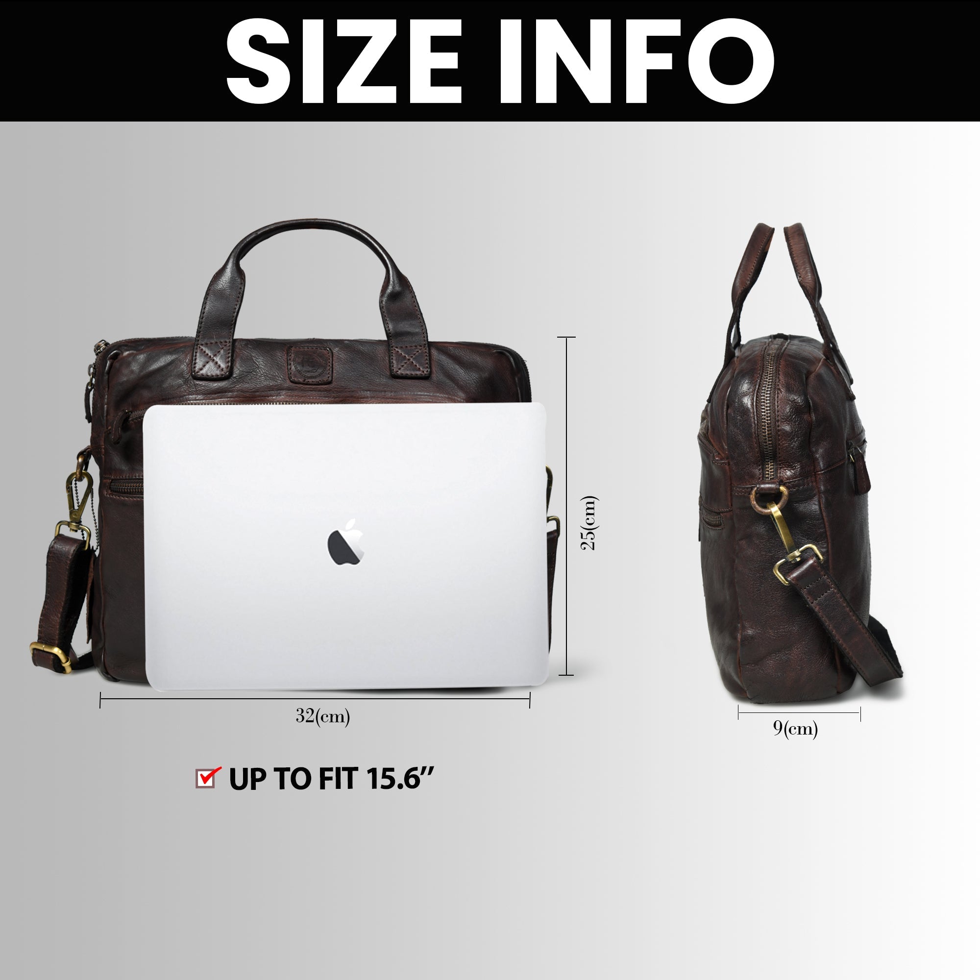 Voyager Vintage Leather Laptop Bag - Espresso brown