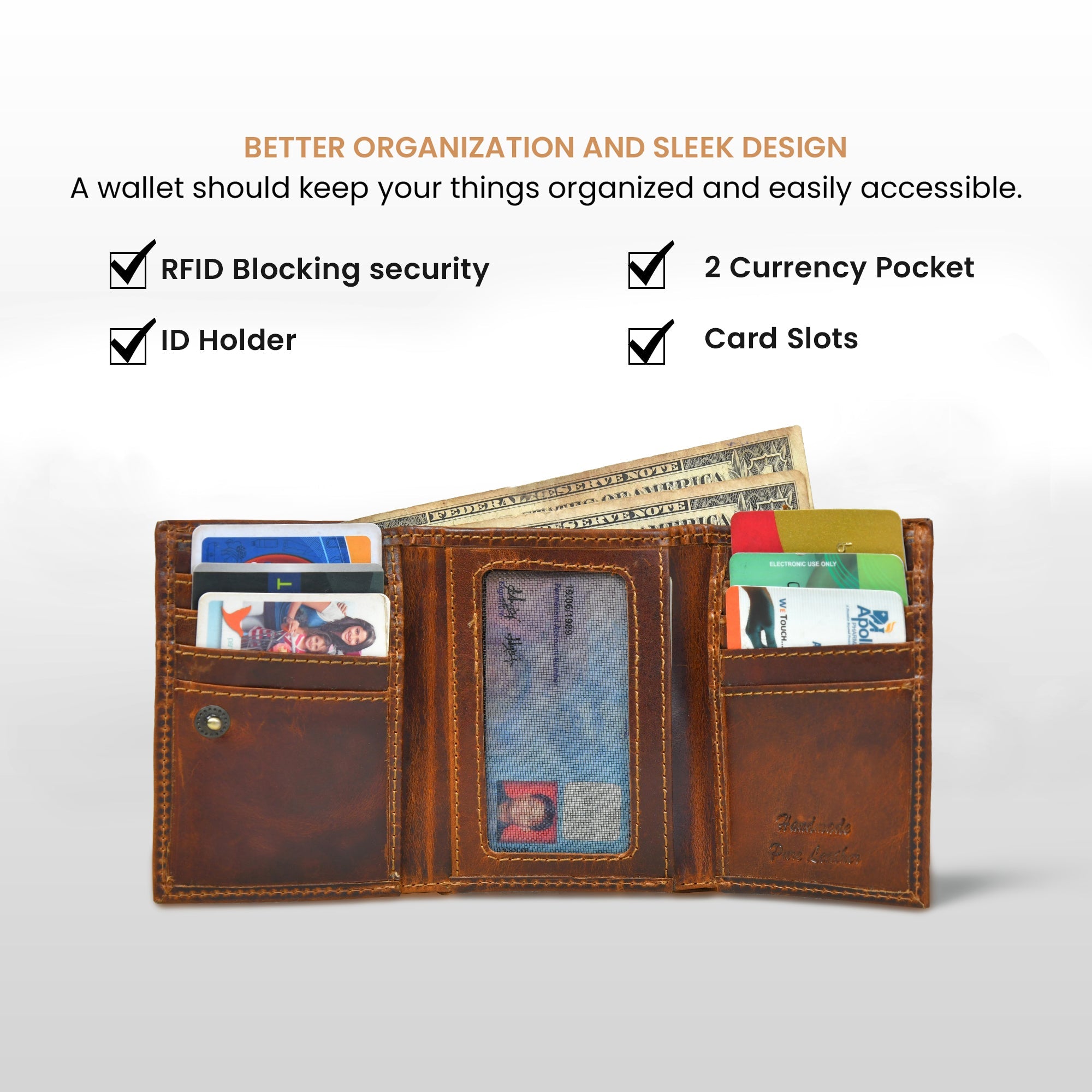 Midnight Luxe Vertical Bifold Wallet - Espresso brown