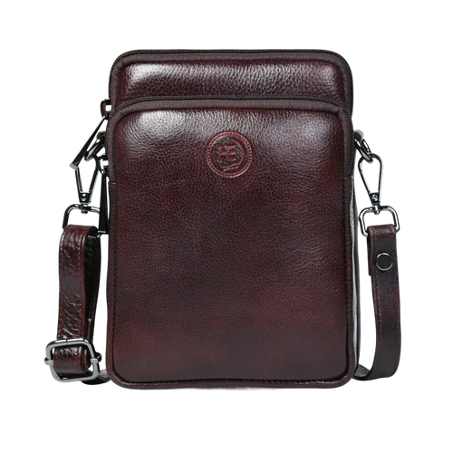 AmberStride Leather Sling Bag – Maroon Colour