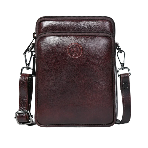 AmberStride Leather Sling Bag – Maroon colour