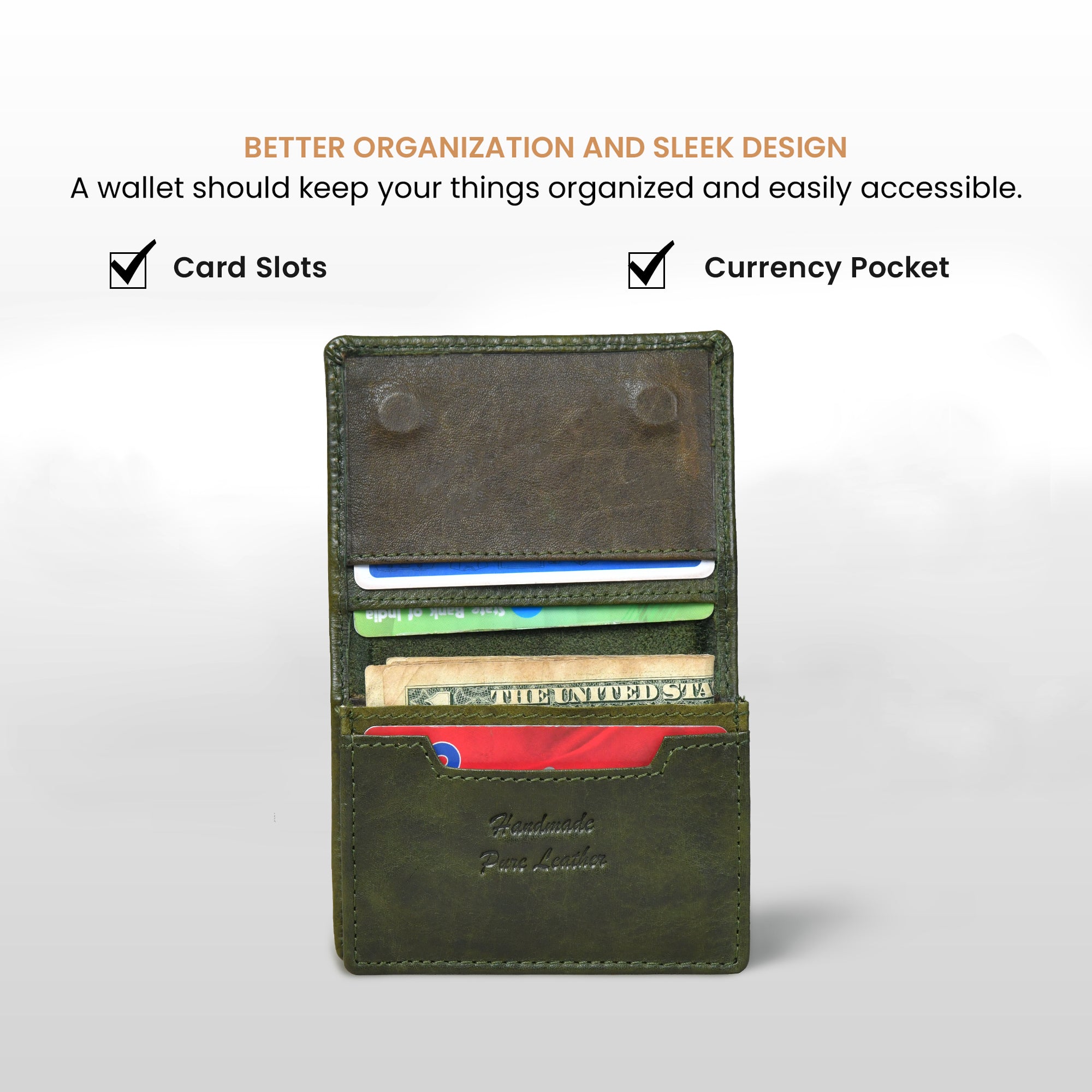 Classic Leather Card Wallet - Olive Colour