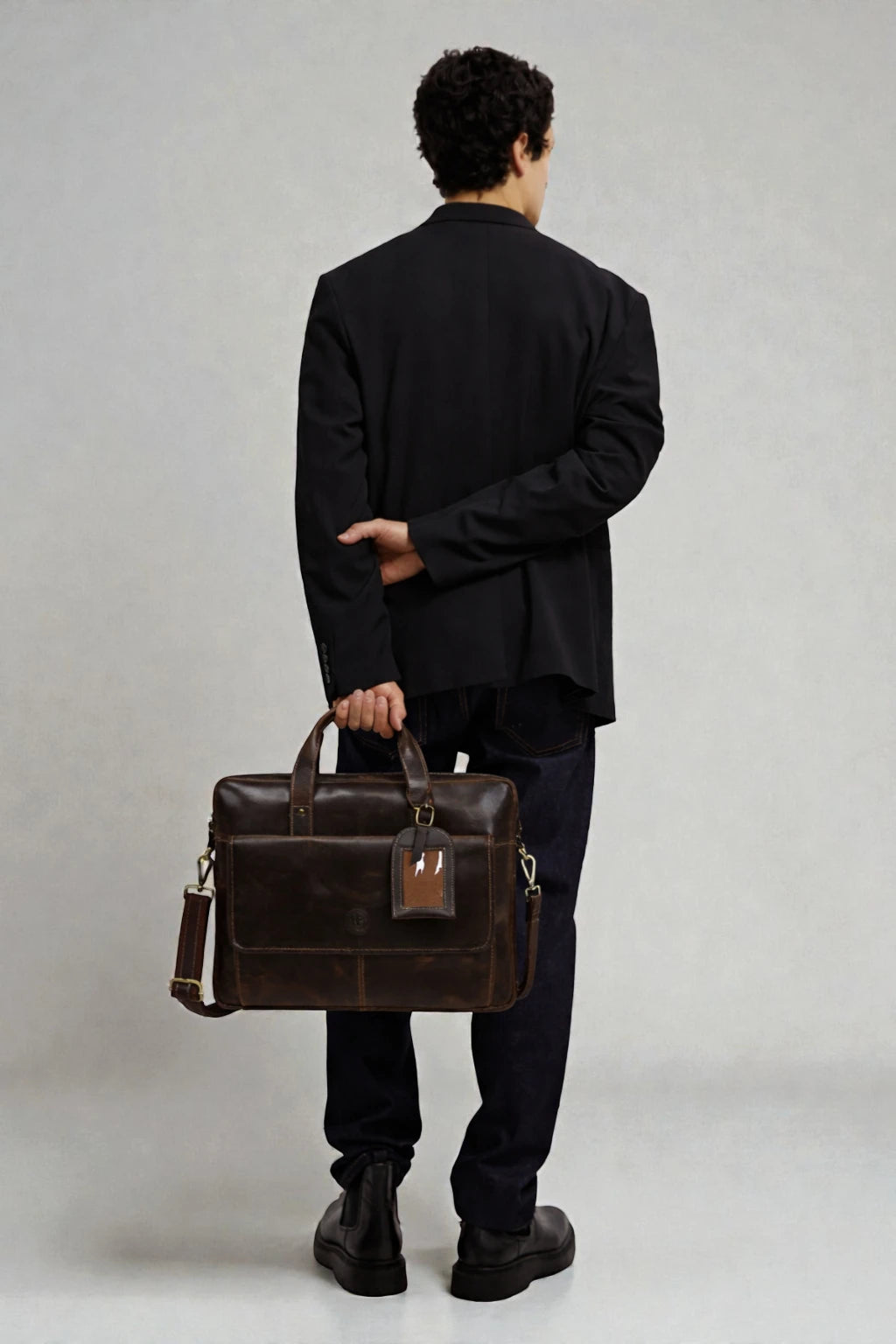 Commander Vintage Leather Laptop Briefcase – Convertible Office & Travel Messenger Bag| Espresso Brown