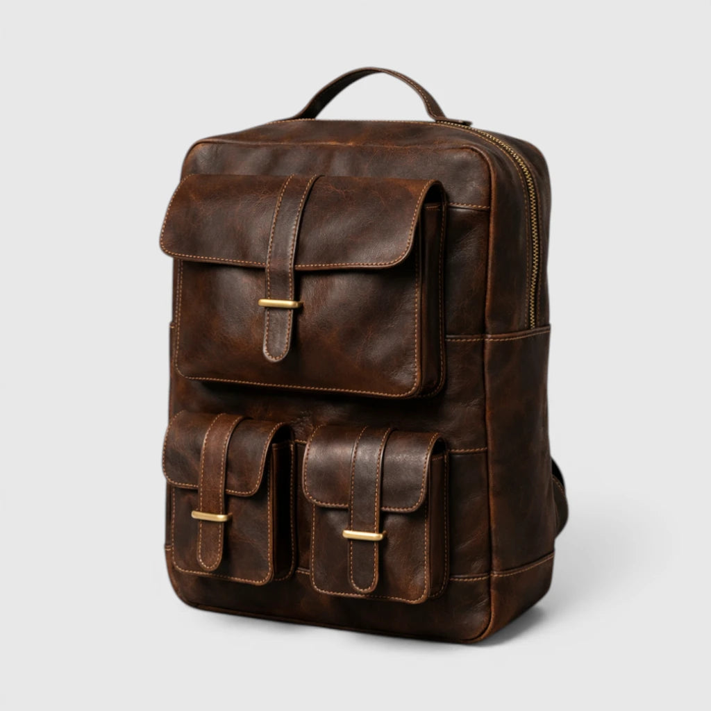 Hestern TerraLux Leather Backpack - Expresso Brown
