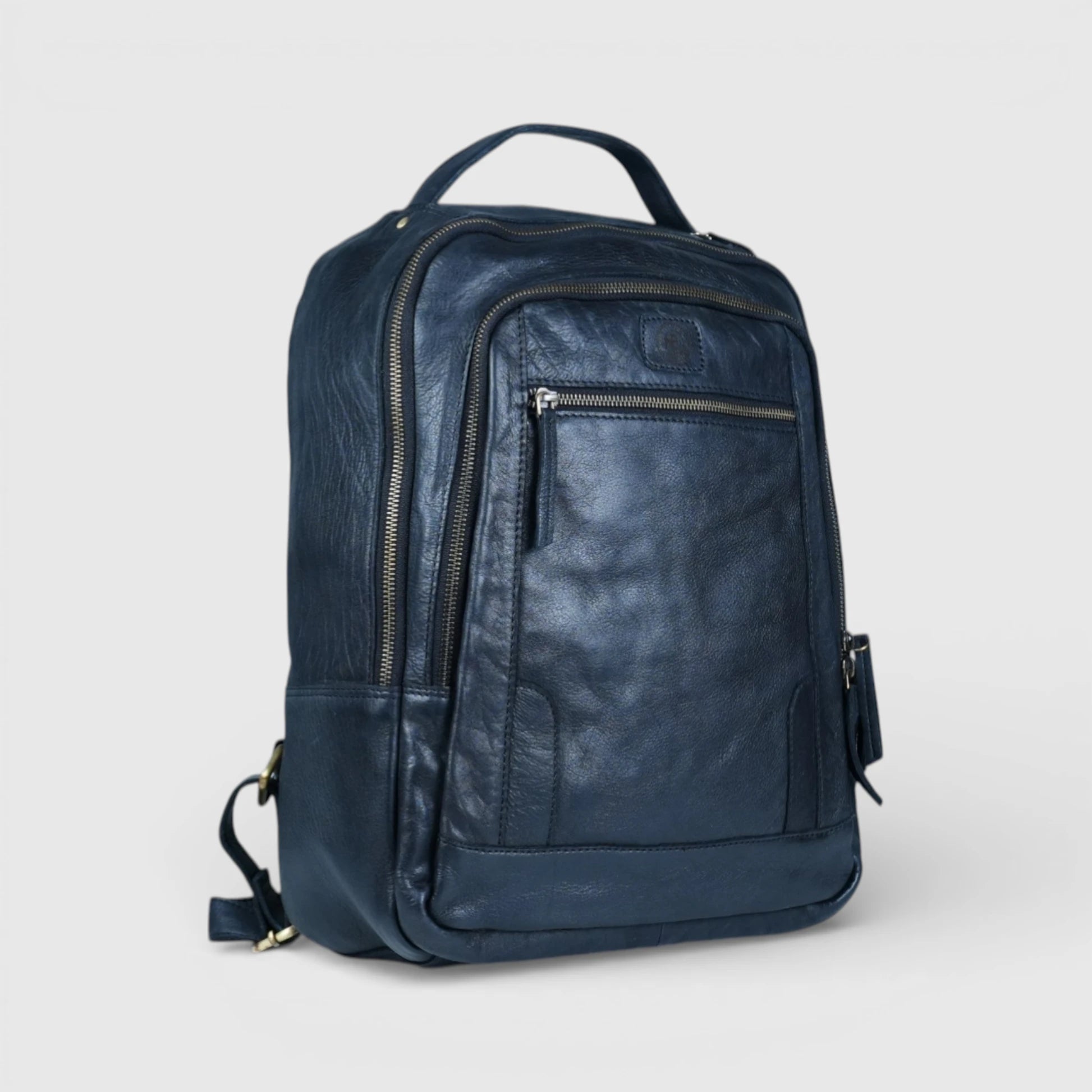 Hestern Trailmark Leather Backpack – Midnight Blue