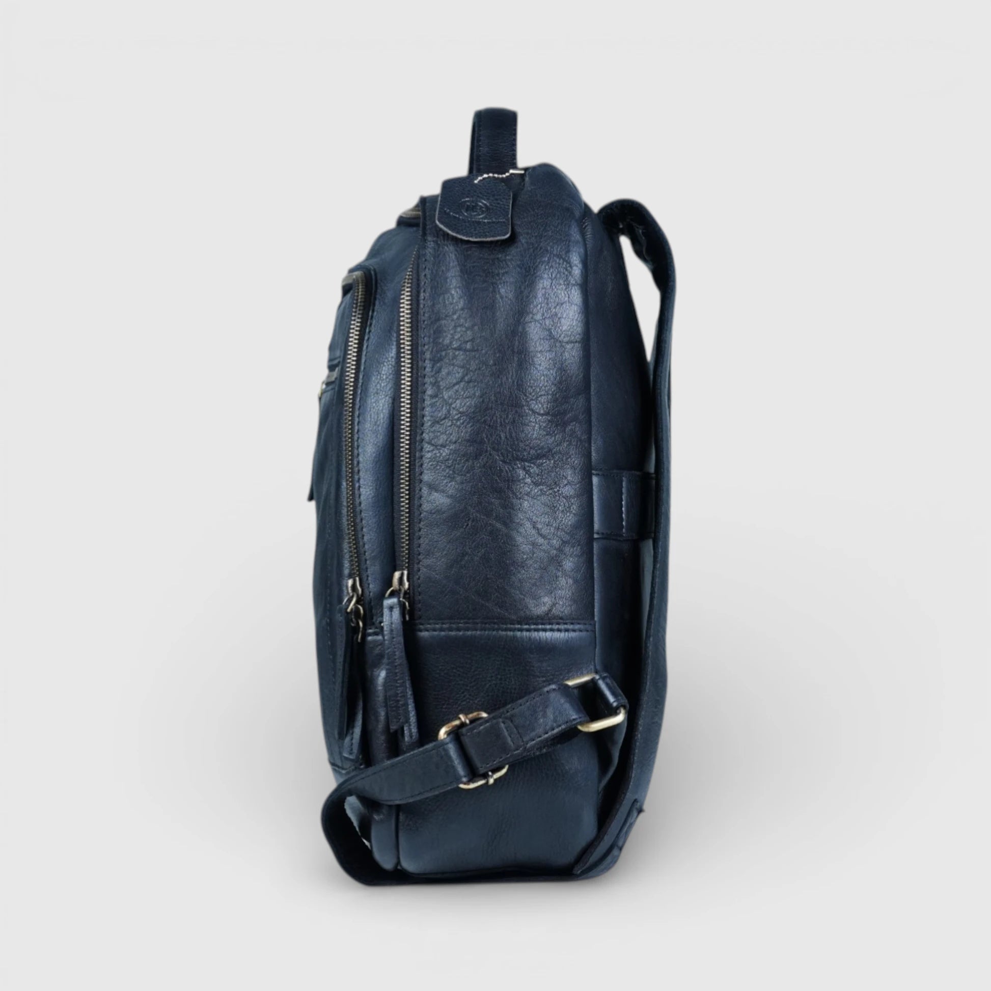 Hestern Trailmark Leather Backpack – Midnight Blue