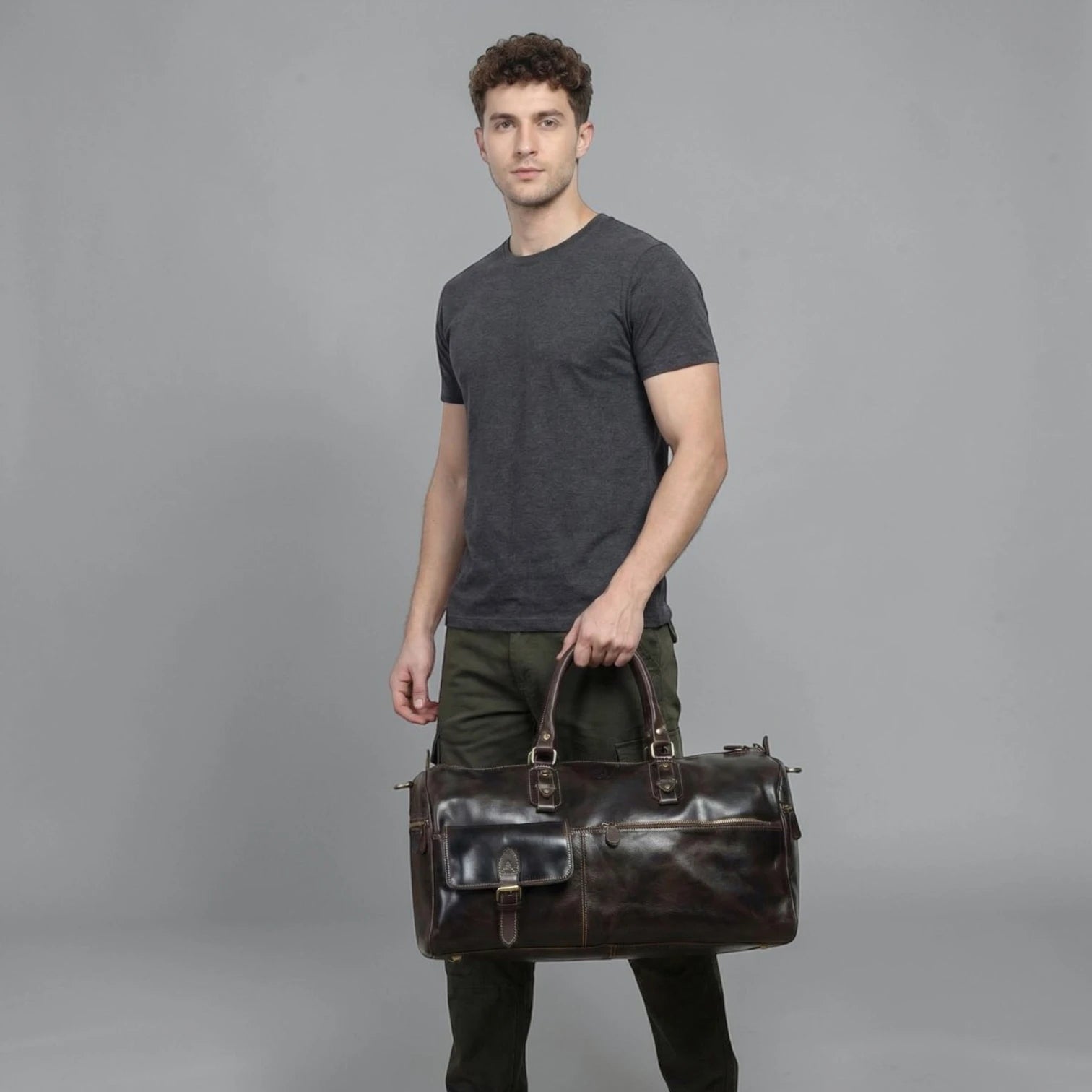 The Odyssey Leather Travel Duffle - Espresso brown