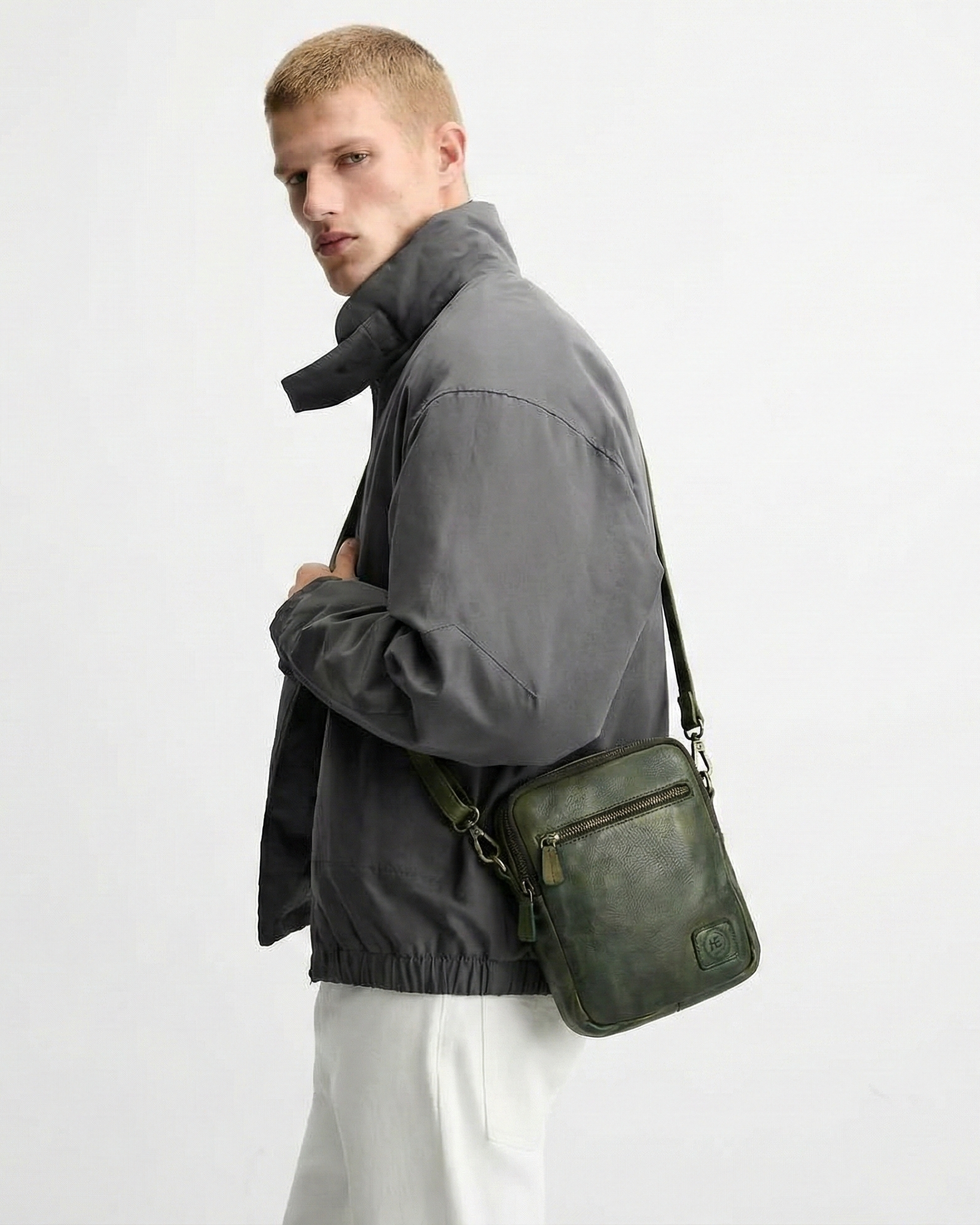 OxBlood Trail Leather Sling Bag - Olive Colour